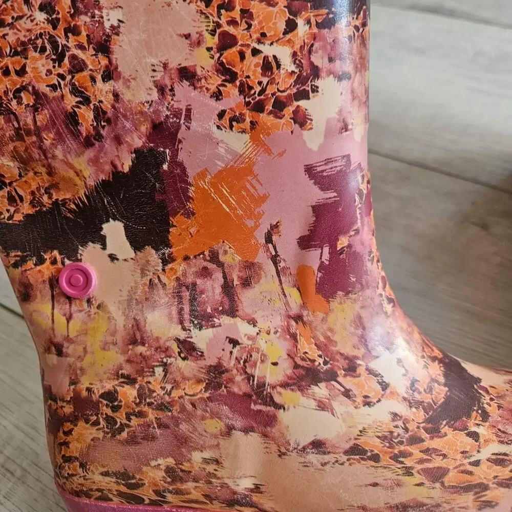 Hunter Pink and Brown Rain Boots